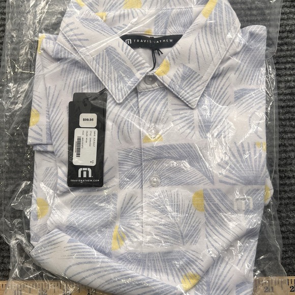 Travis Mathew Polo Shirt Mens Small Multicolor Sun Guilt Hawaiian Golf‎ Casual - Picture 5 of 6